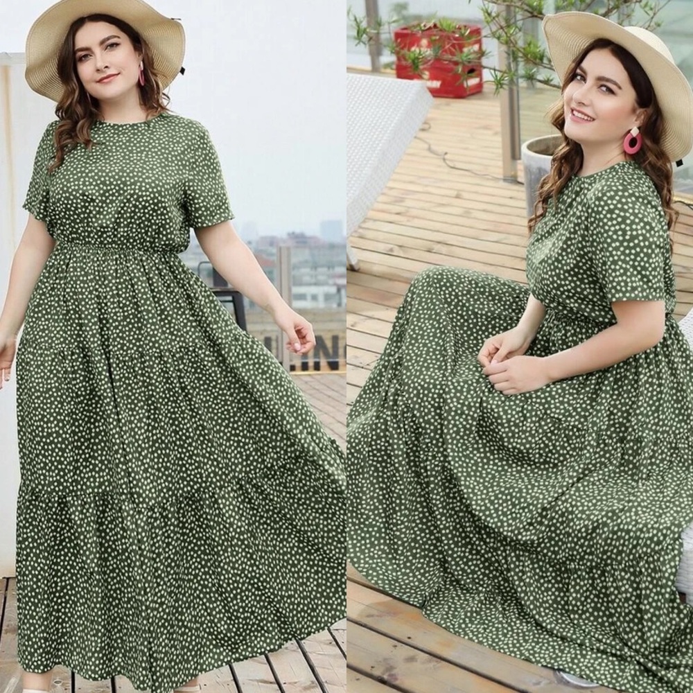 Plus size daisy print swing maxi dress BLACK - Picture 6 of 12